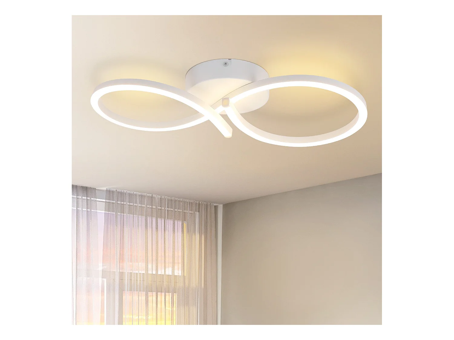 NETTLIFE Plafonnier LED Salon 24w Blanc Lampe De Cuisine Créative Moderne 3000k Blanc Chaud