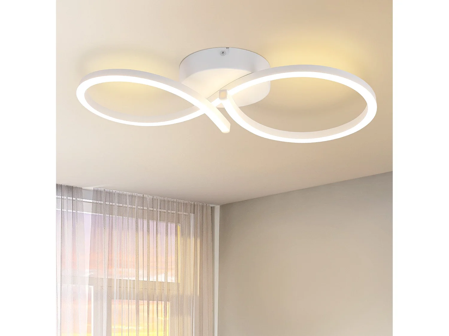 NETTLIFE Plafonnier LED Salon 24w Blanc Lampe De Cuisine Créative Moderne 3000k Blanc Chaud