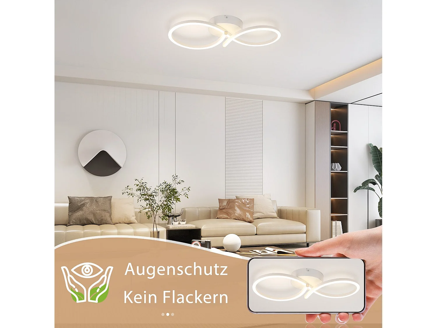 NETTLIFE Plafonnier LED Salon 24w Blanc Lampe De Cuisine Créative Moderne 3000k Blanc Chaud