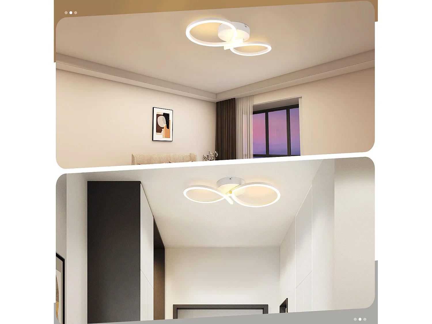 NETTLIFE Plafonnier LED Salon 24w Blanc Lampe De Cuisine Créative Moderne 3000k Blanc Chaud