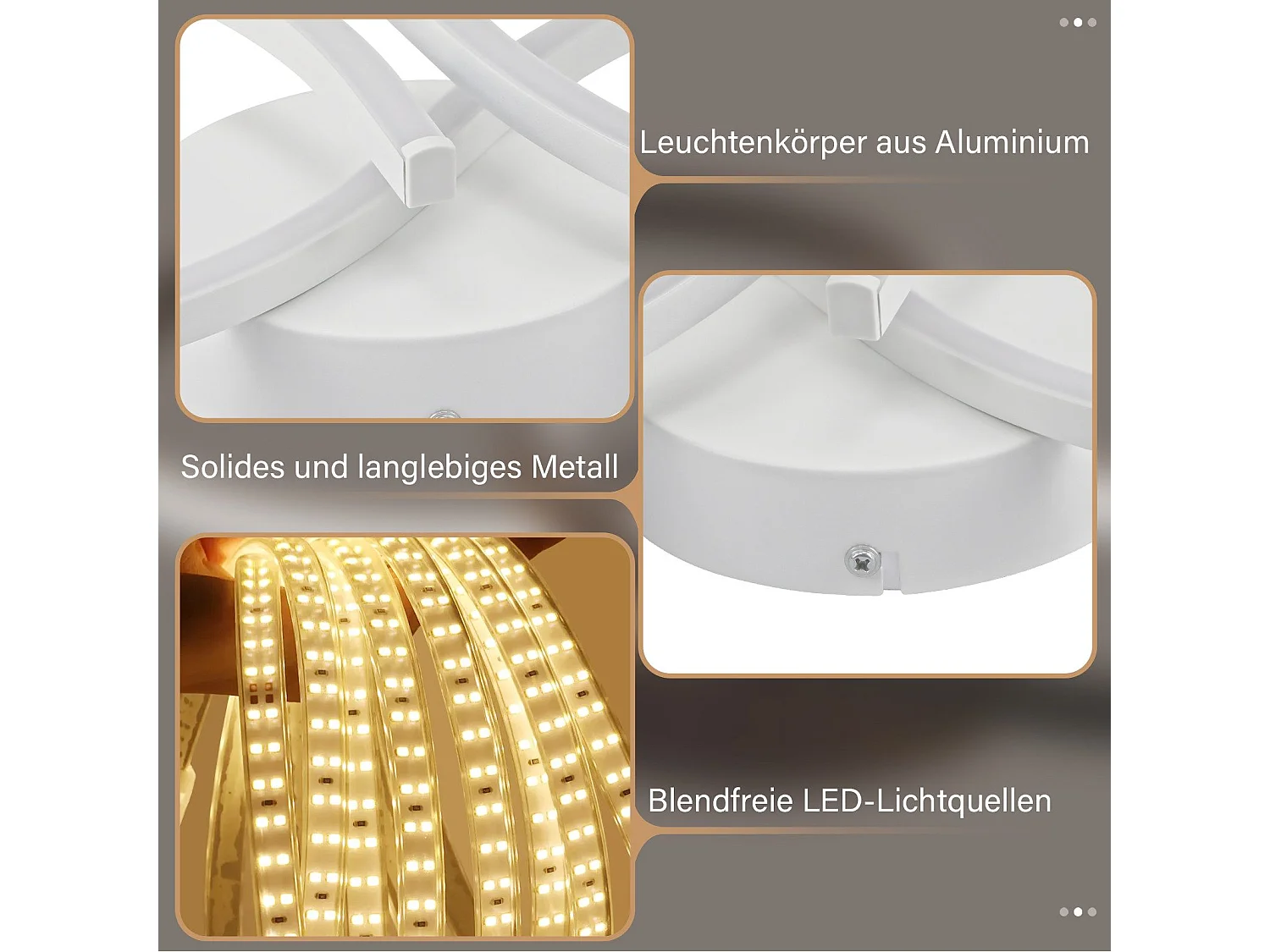 NETTLIFE Plafonnier LED Salon 24w Blanc Lampe De Cuisine Créative Moderne 3000k Blanc Chaud