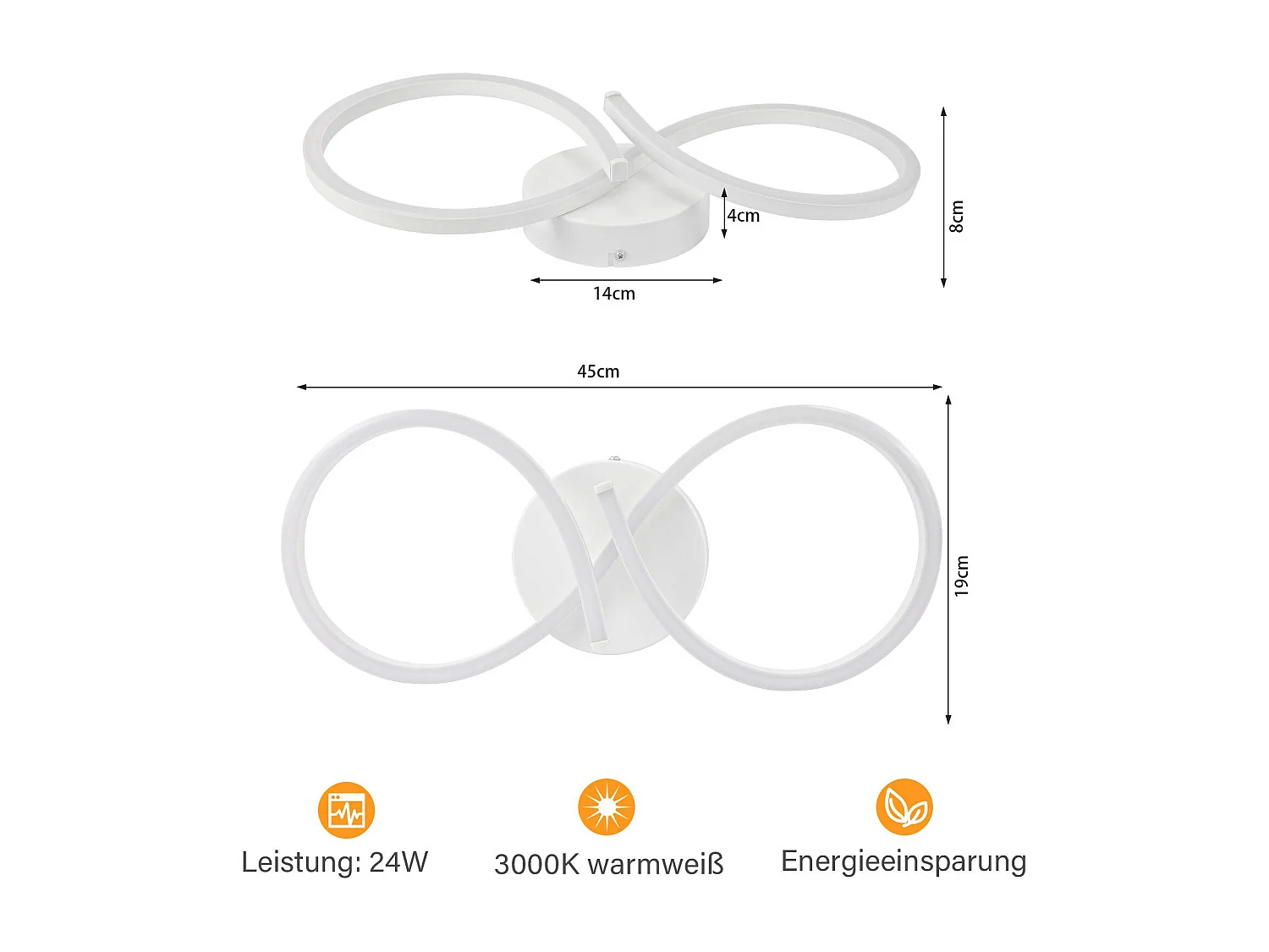 NETTLIFE Plafonnier LED Salon 24w Blanc Lampe De Cuisine Créative Moderne 3000k Blanc Chaud