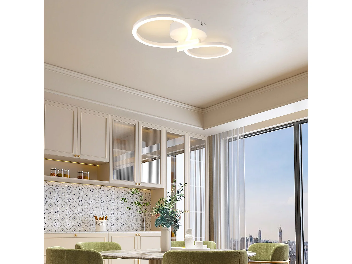 NETTLIFE Plafonnier LED Salon 24w Blanc Lampe De Cuisine Créative Moderne 3000k Blanc Chaud