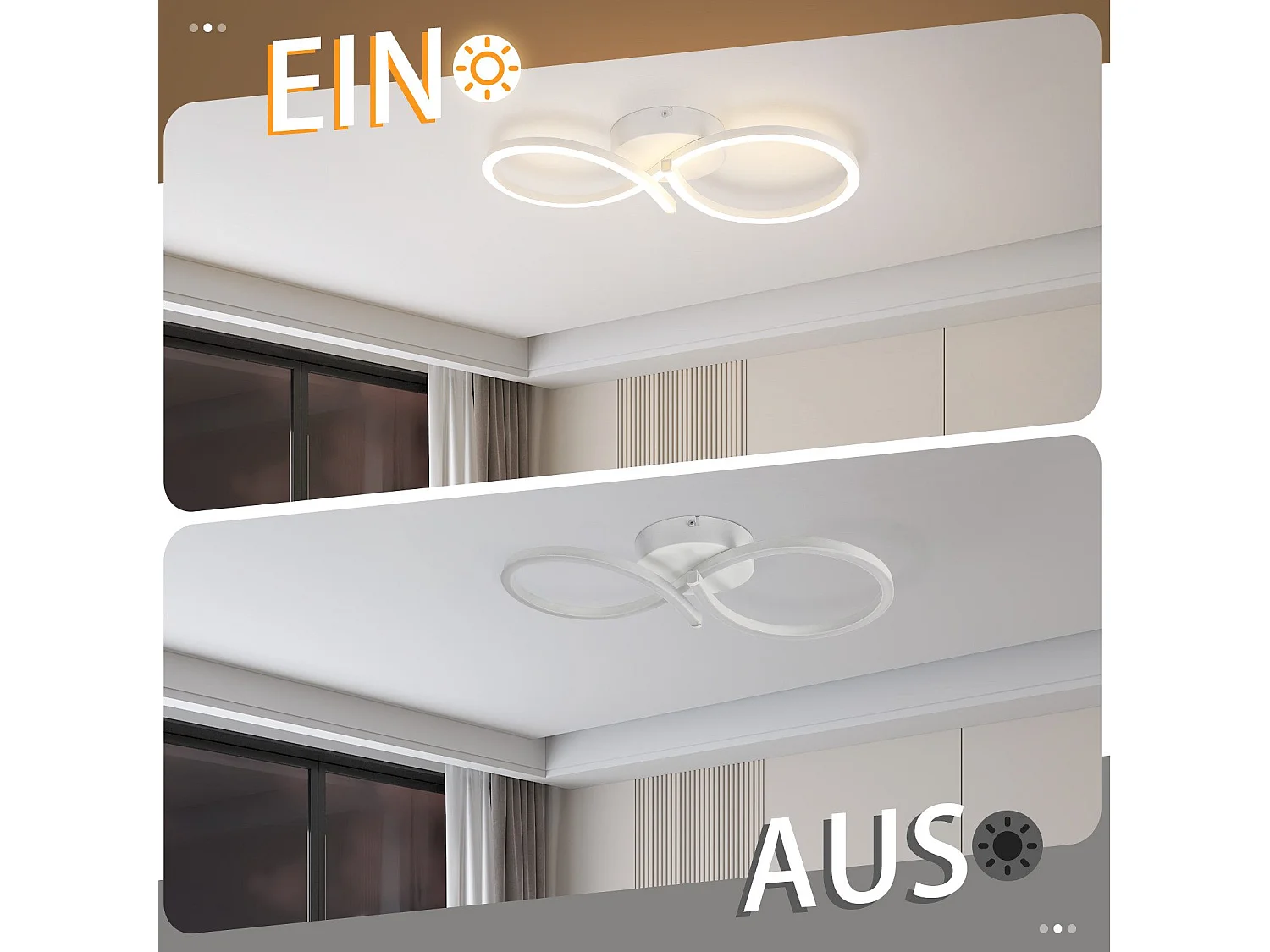 NETTLIFE Plafonnier LED Salon 24w Blanc Lampe De Cuisine Créative Moderne 3000k Blanc Chaud