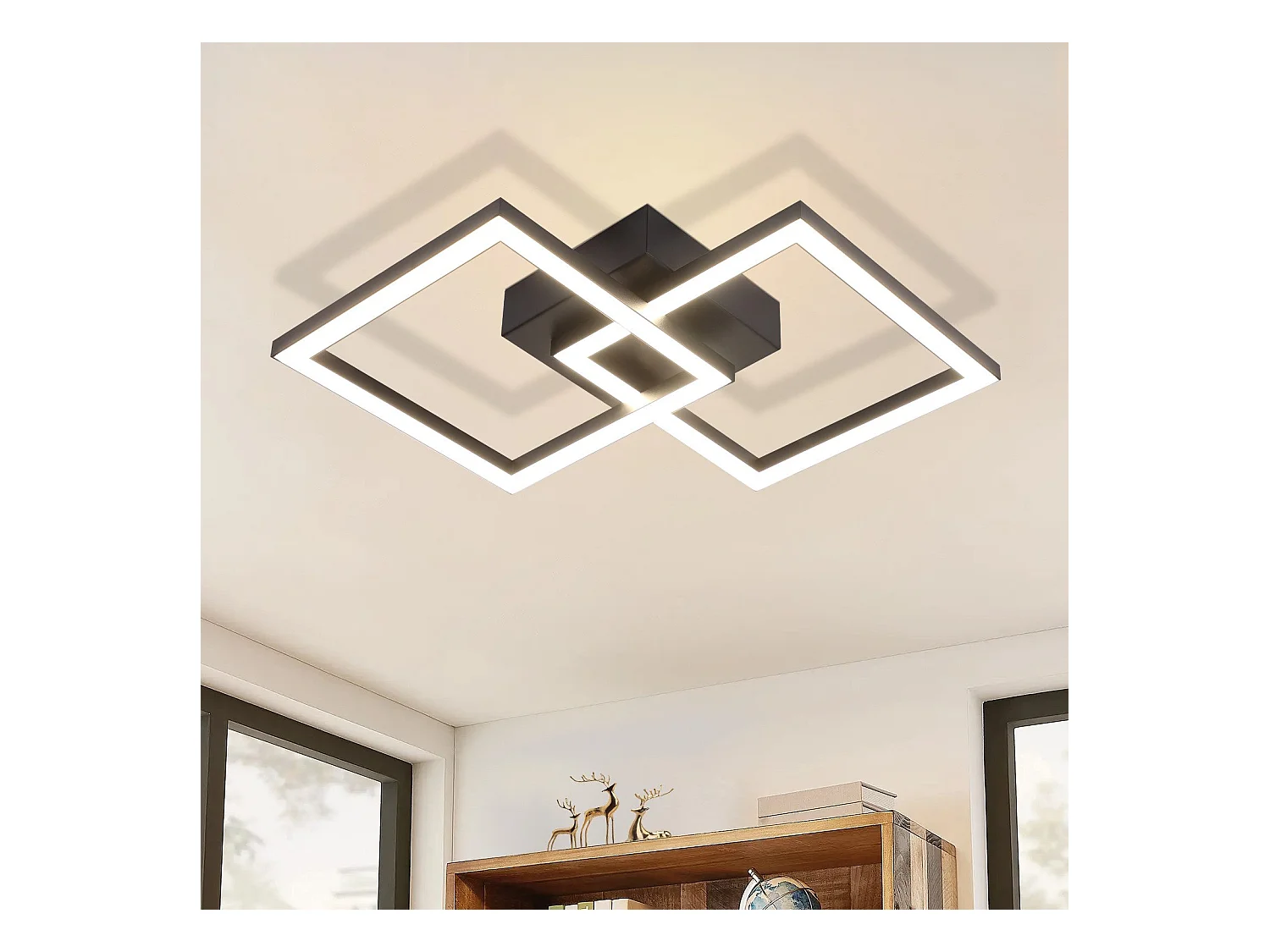 NETTLIFE Plafonnier LED Carré Noir 24 W 4 000 K Blanc Neutre Lampe De Cuisine Moderne