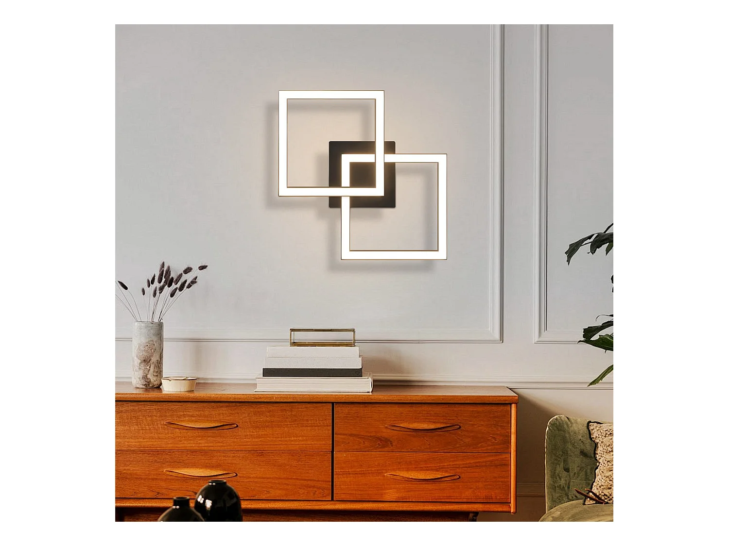 NETTLIFE Plafonnier LED Carré Noir 24 W 4 000 K Blanc Neutre Lampe De Cuisine Moderne