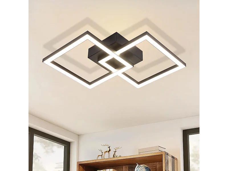 NETTLIFE Plafonnier LED Carré Noir 24 W 4 000 K Blanc Neutre Lampe De Cuisine Moderne