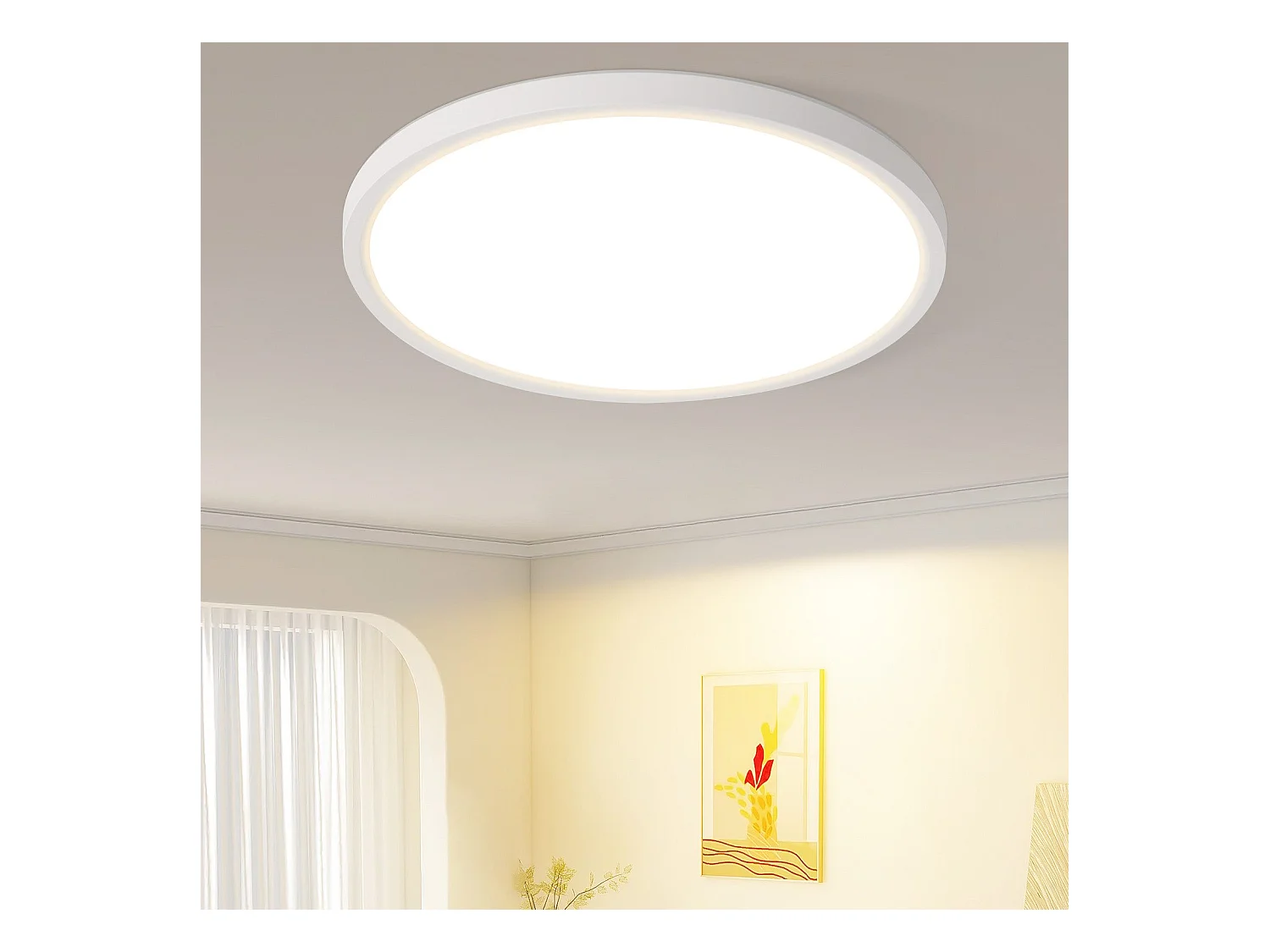 NETTLIFE Płaskie oświetlenie sufitowe LED do sypialni, 18 cm, 15 W, nieściemnialne, ciepła biel, 3000 K