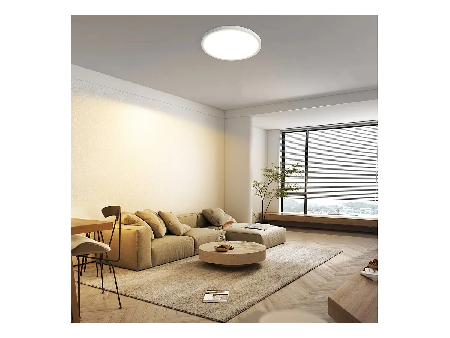 NETTLIFE Płaskie oświetlenie sufitowe LED do sypialni, 18 cm, 15 W, nieściemnialne, ciepła biel, 3000 K