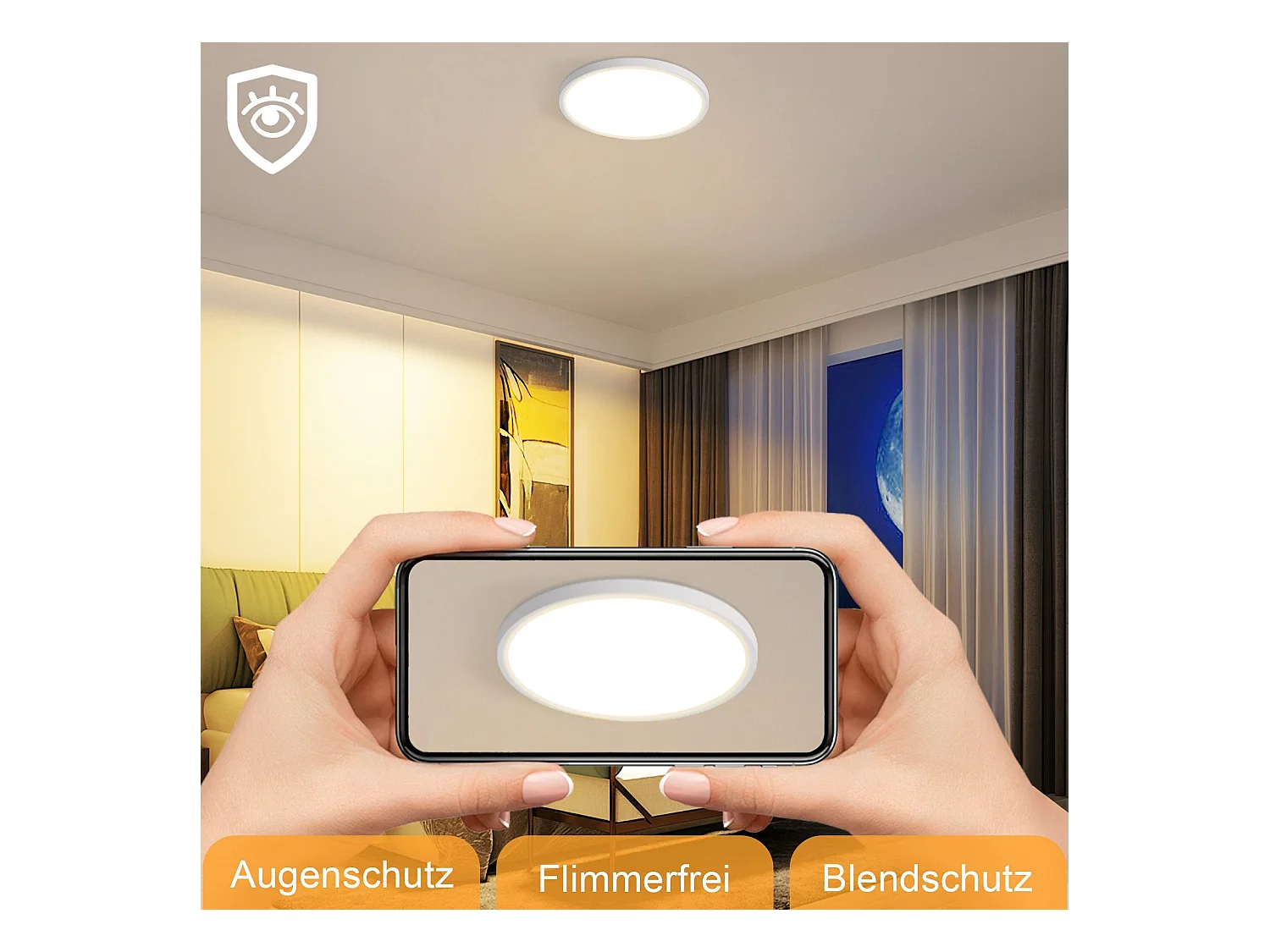 NETTLIFE Plafonnier LED Plat Pour Chambre à Coucher 18 Cm 15 W Non Dimmable Blanc Chaud 3 000 K