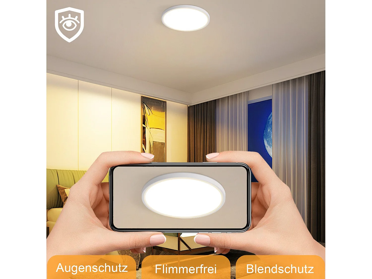 NETTLIFE Plafonnier LED Plat Pour Chambre à Coucher 18 Cm 15 W Non Dimmable Blanc Chaud 3 000 K