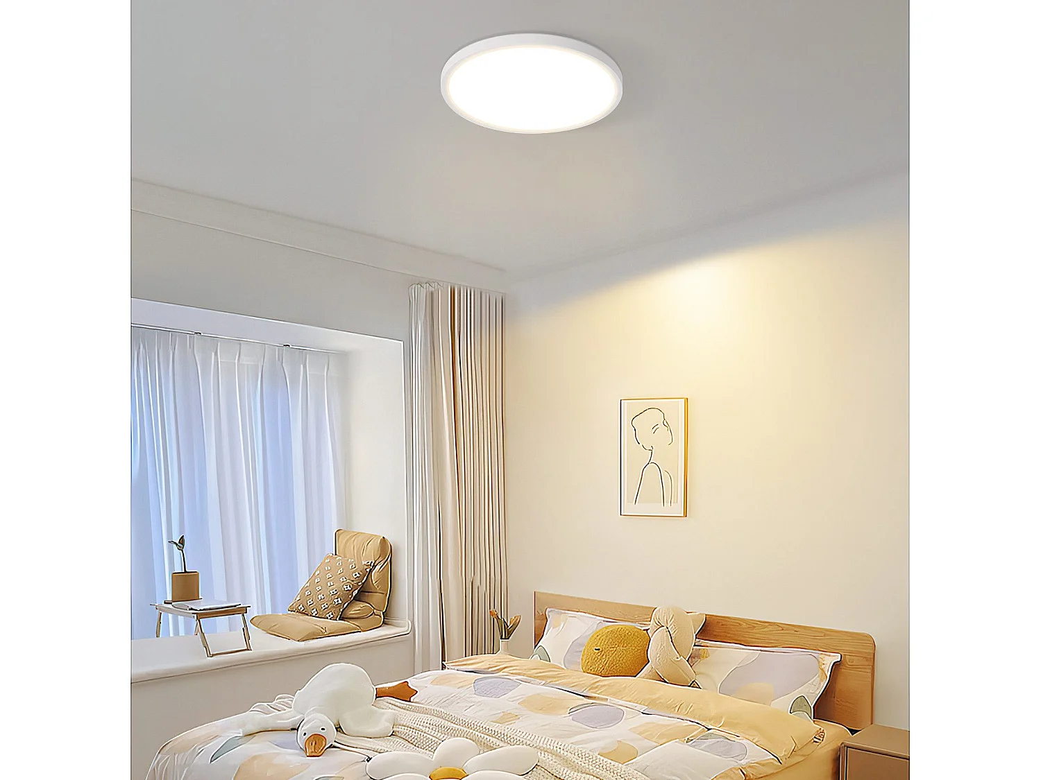 NETTLIFE Plafonnier LED Plat Pour Chambre à Coucher 18 Cm 15 W Non Dimmable Blanc Chaud 3 000 K