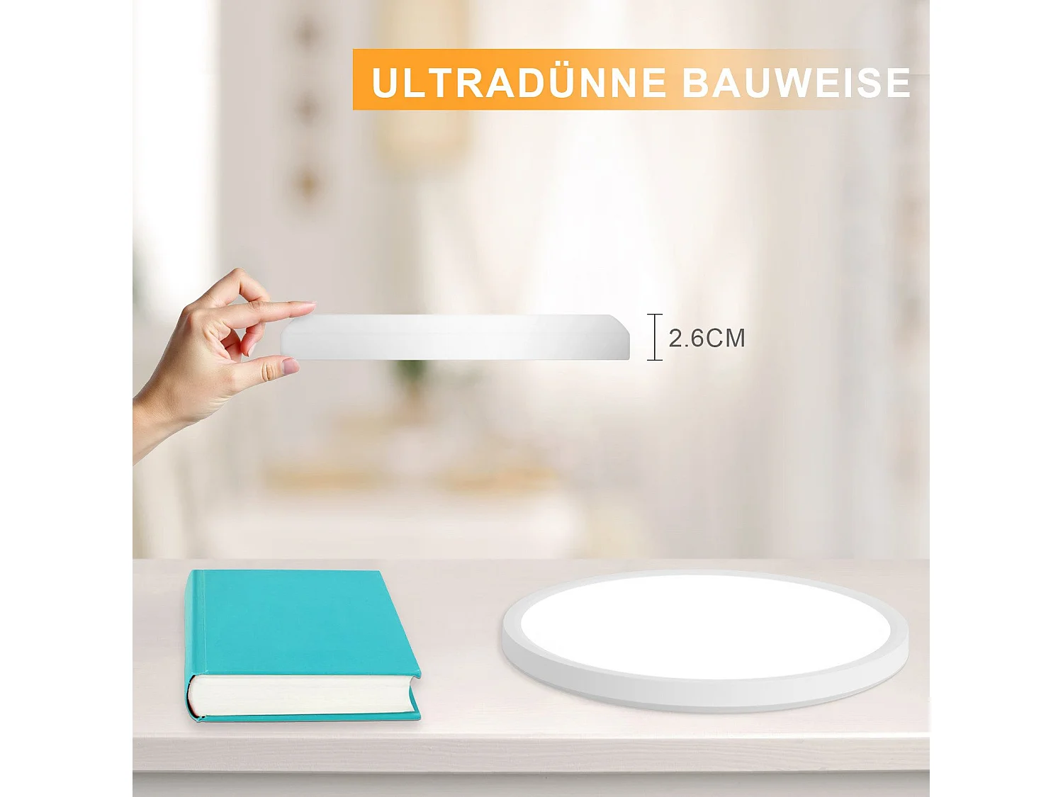 NETTLIFE Plafonnier LED Plat Pour Chambre à Coucher 18 Cm 15 W Non Dimmable Blanc Chaud 3 000 K