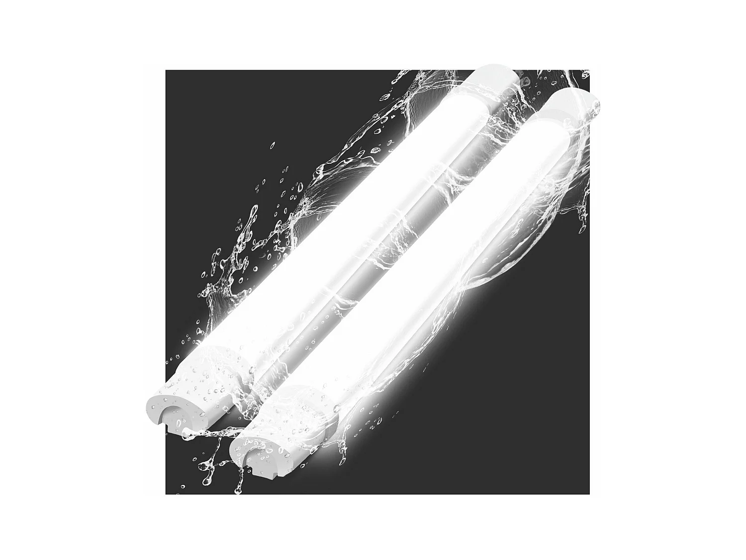 NETTLIFE Plafonnier 2er LED étanche à l'humidité 90CM -24W 3000LM plafonnier lampe de cuisine lampe de baignoire IP65 5000K