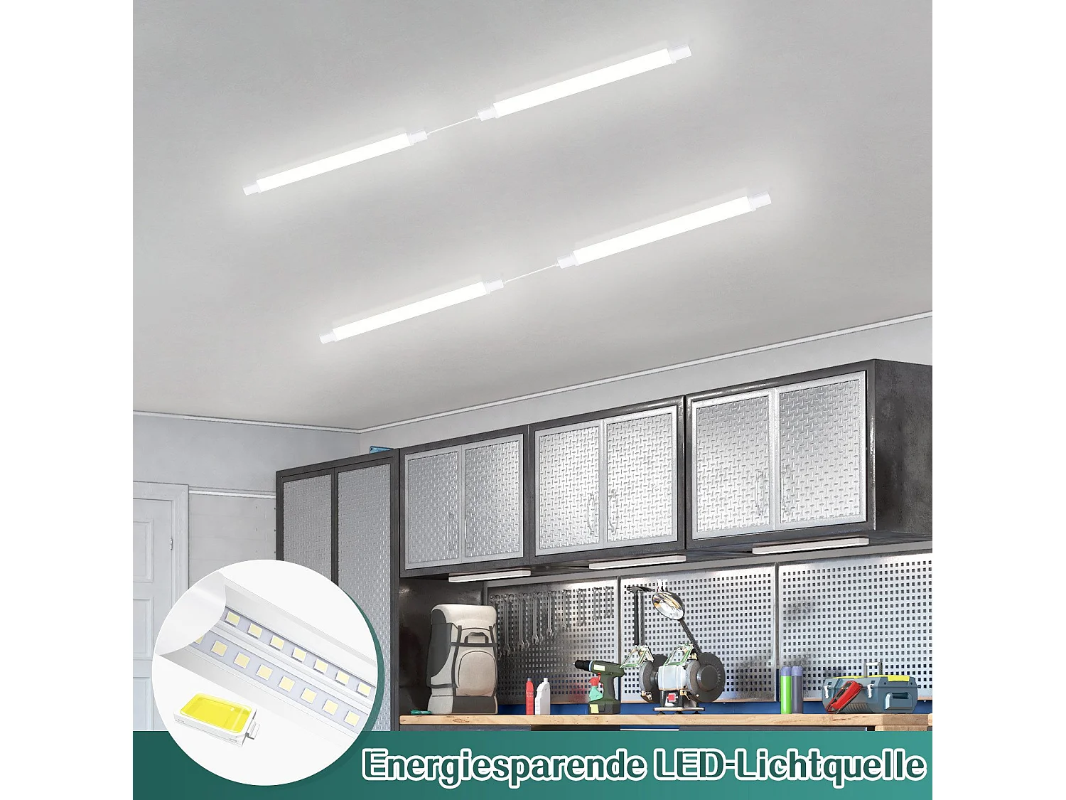 NETTLIFE Plafonnier 2er LED étanche à l'humidité 90CM -24W 3000LM plafonnier lampe de cuisine lampe de baignoire IP65 5000K