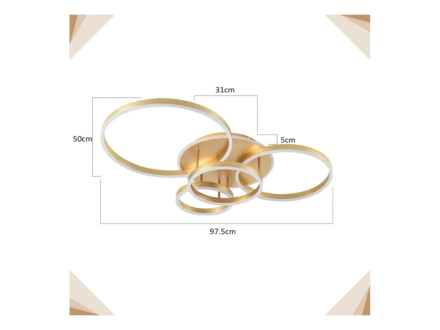 NETTLIFE Plafonnier LED pour salon Noir à intensité variable Design moderne 61 cm  Avec télécommande 50 W