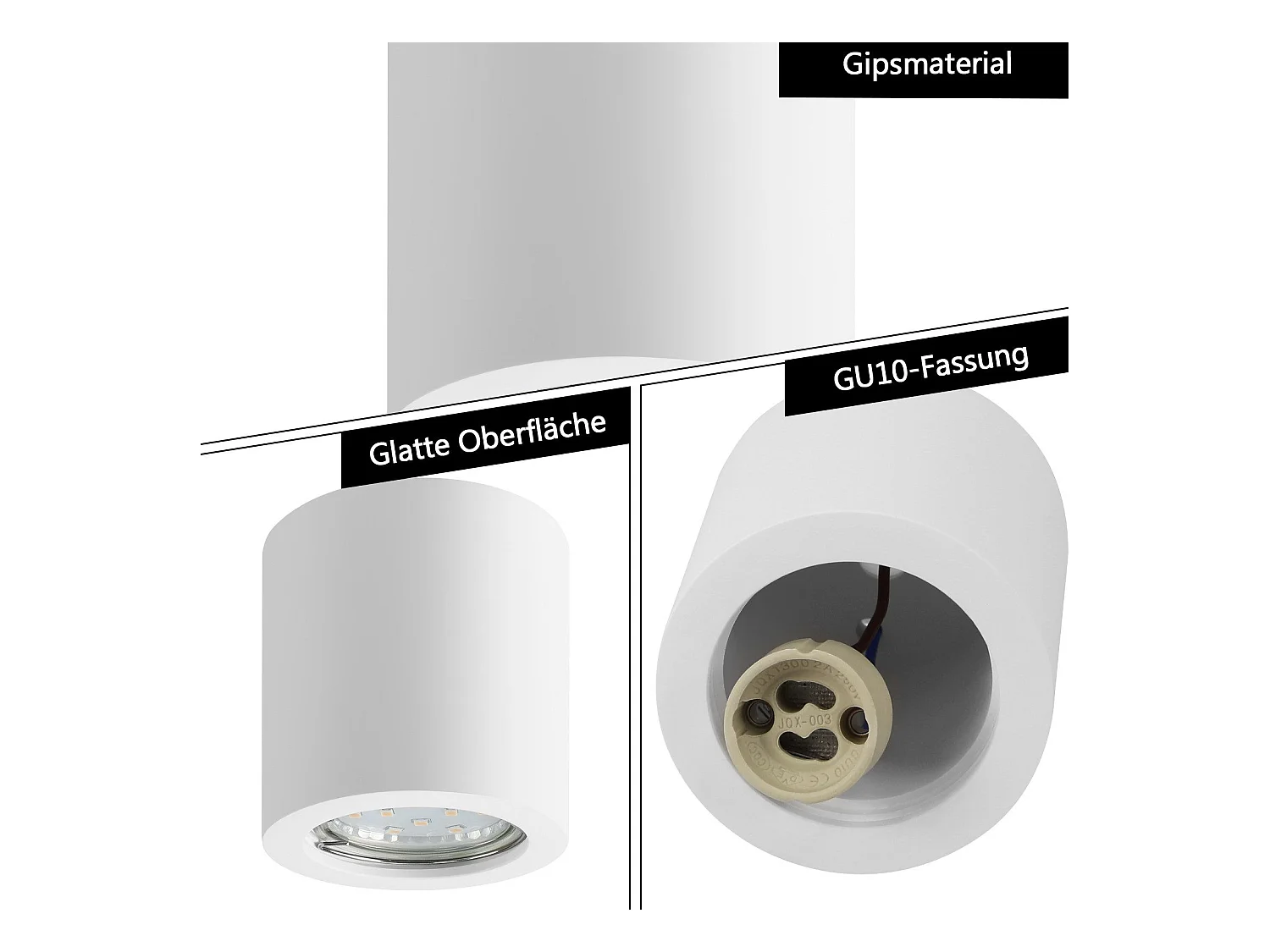NETTLIFE Witte opbouwspot rond GU10 moderne gipsplafondspots klein 40W
