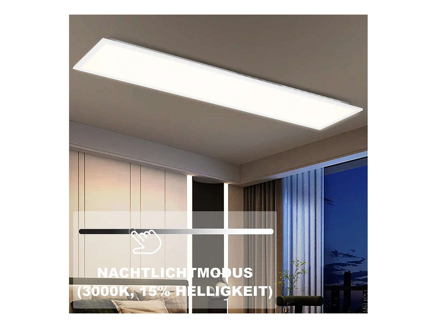 Panel LED NETTLIFE 120x30 regulable, luz de techo plana RGB de 36 W, con control remoto, 3000-6500 K.