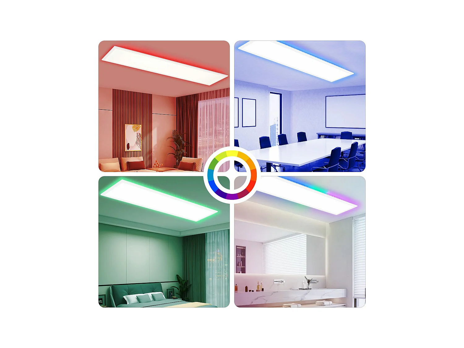 Panel LED NETTLIFE 120x30 regulable, luz de techo plana RGB de 36 W, con control remoto, 3000-6500 K.