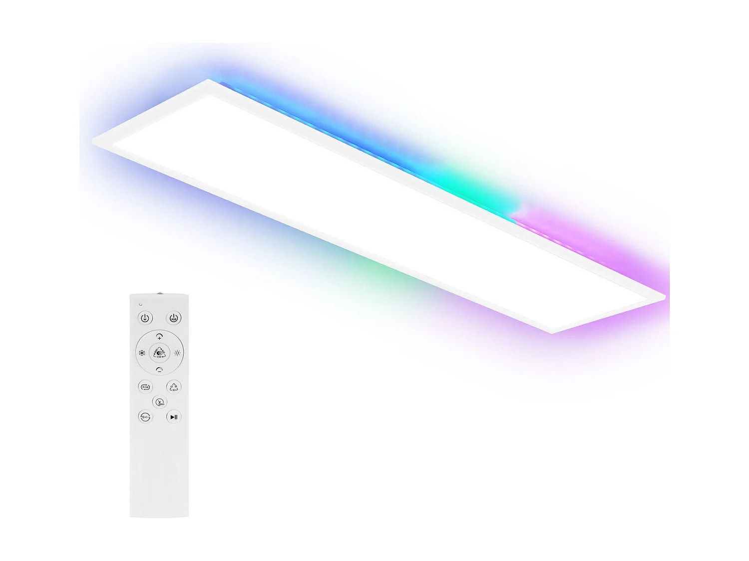 NETTLIFE Panneau LED 120 x 30 cm, intensité variable, éclairage de plafond plat, couleur RVB changeante, avec télécommande, 36 W, 3 000 K-6 500 K