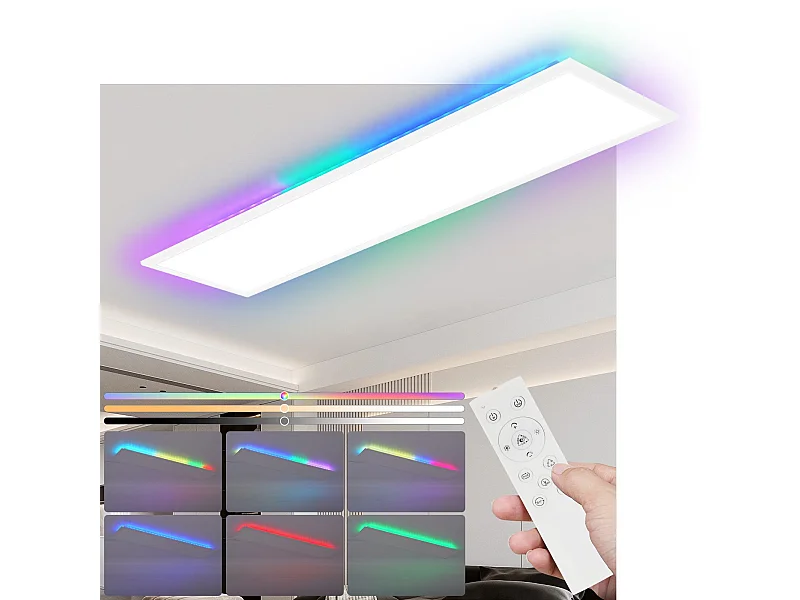 Panel LED NETTLIFE 100 x 25 cm - ściemnialna lampa sufitowa, podświetlenie RGB, 24 W, ciepła biel, neutralna biel