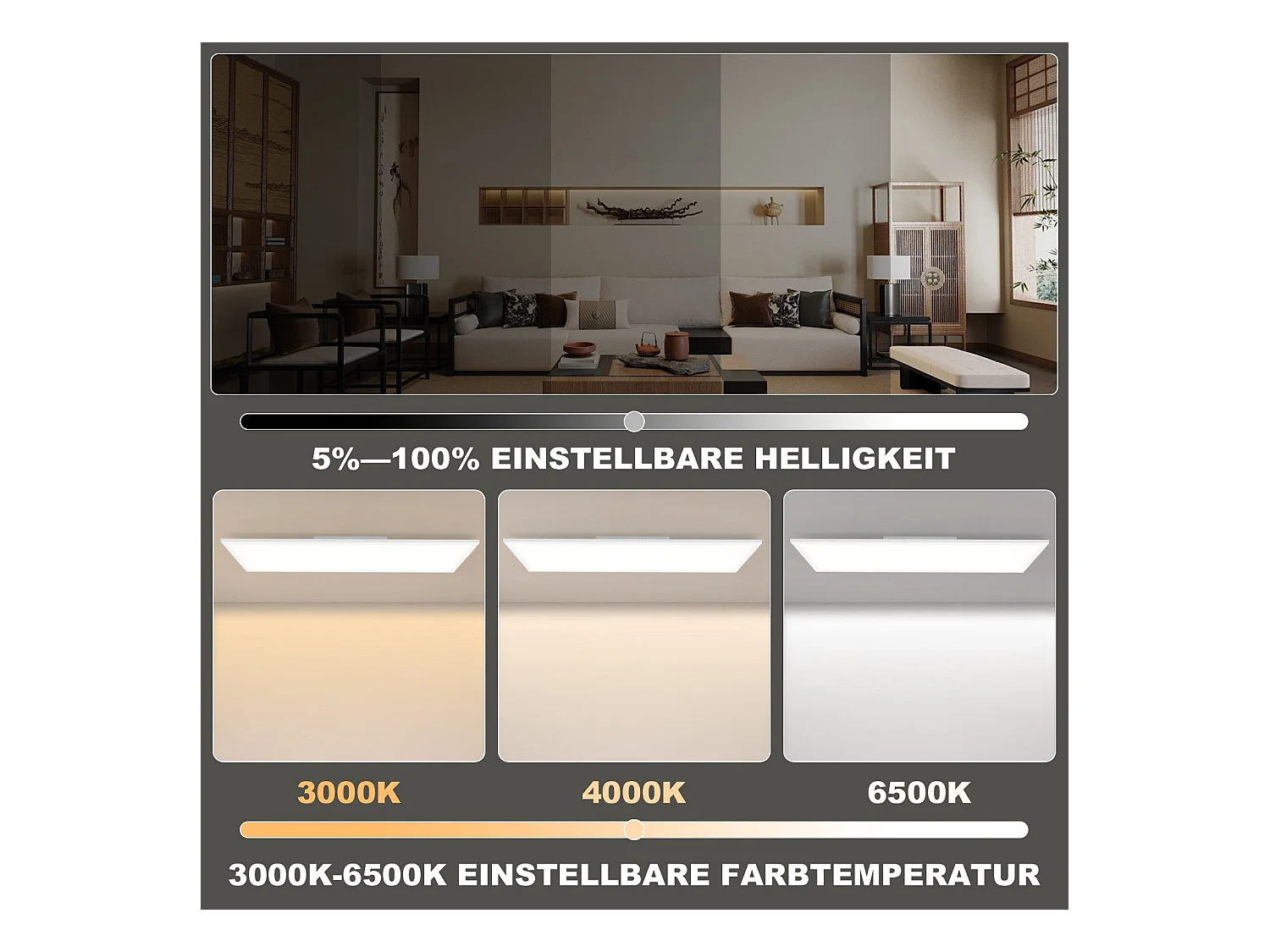 Panel LED NETTLIFE 100 x 25 cm - ściemnialna lampa sufitowa, podświetlenie RGB, 24 W, ciepła biel, neutralna biel