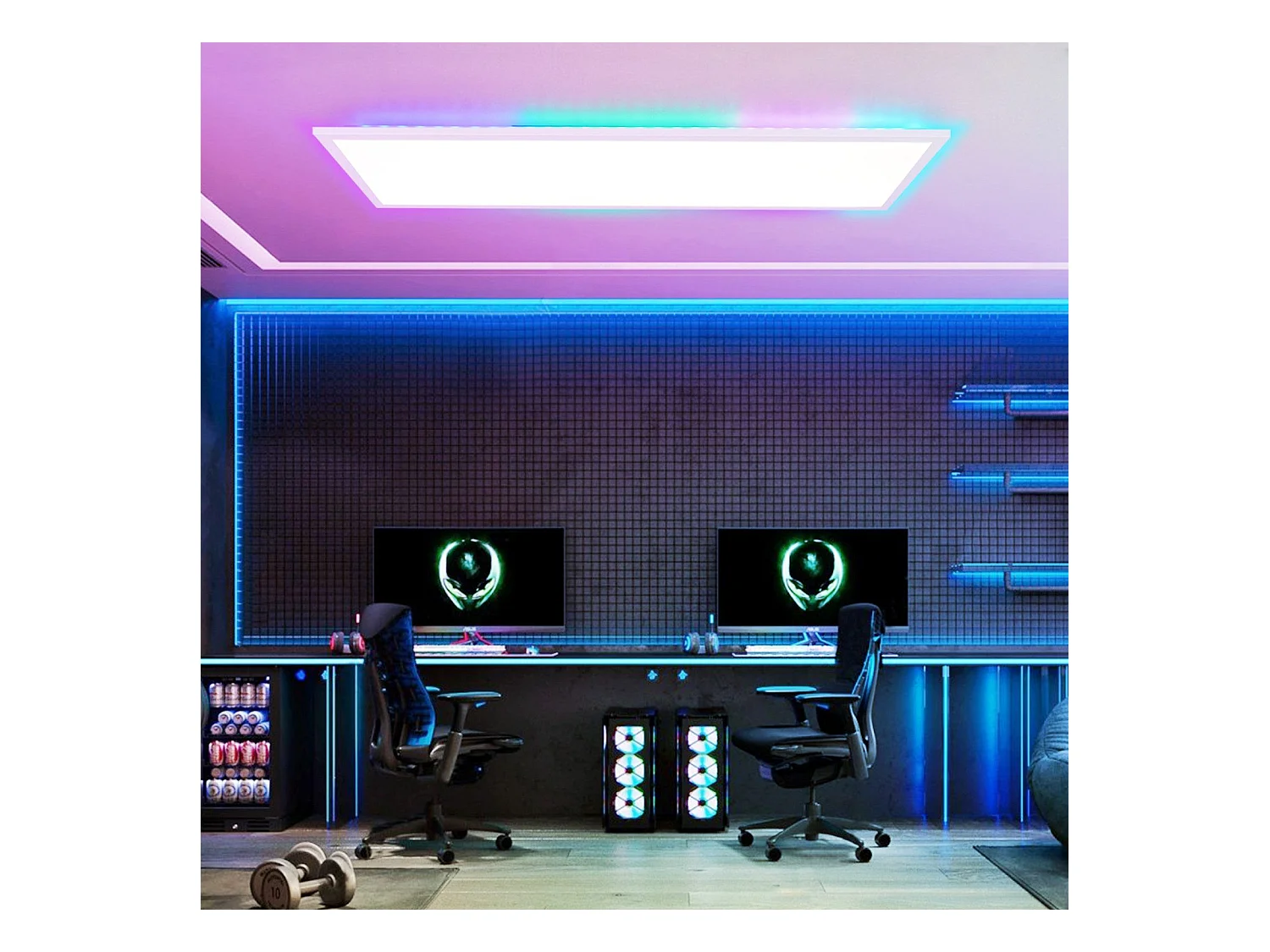 Panel LED NETTLIFE 100 x 25 cm - ściemnialna lampa sufitowa, podświetlenie RGB, 24 W, ciepła biel, neutralna biel