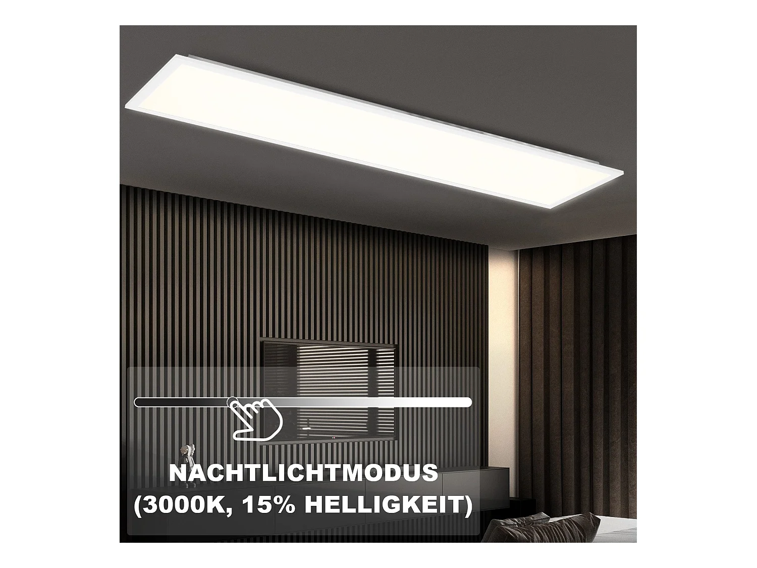 Panel LED NETTLIFE 100 x 25 cm - ściemnialna lampa sufitowa, podświetlenie RGB, 24 W, ciepła biel, neutralna biel