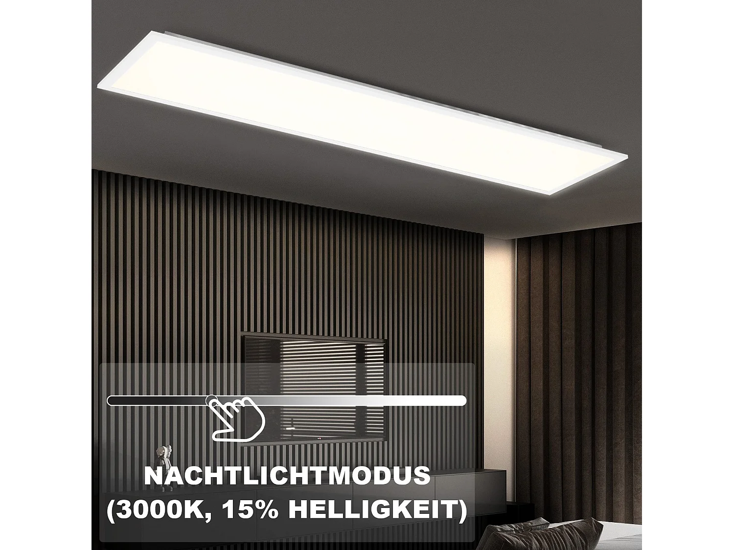 NETTLIFE Panneau LED 100 x 25 cm - Plafonnier à intensité variable, rétroéclairage RVB, 24 W, blanc chaud, blanc neutre