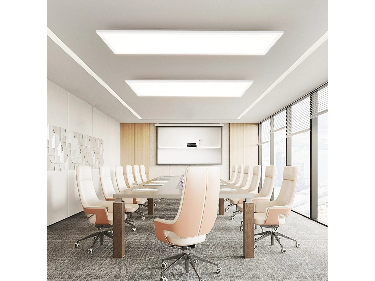 NETTLIFE Panneau LED 100 x 25 cm - Plafonnier à intensité variable, rétroéclairage RVB, 24 W, blanc chaud, blanc neutre