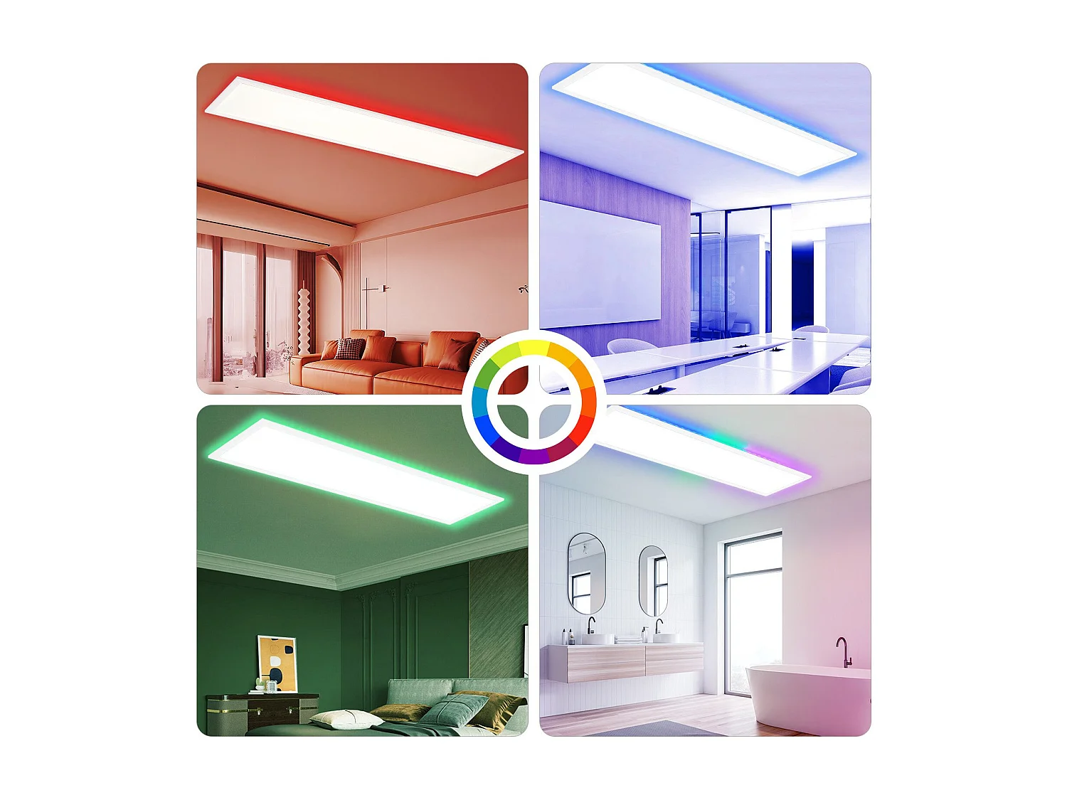 NETTLIFE Panneau LED 100 x 25 cm - Plafonnier à intensité variable, rétroéclairage RVB, 24 W, blanc chaud, blanc neutre