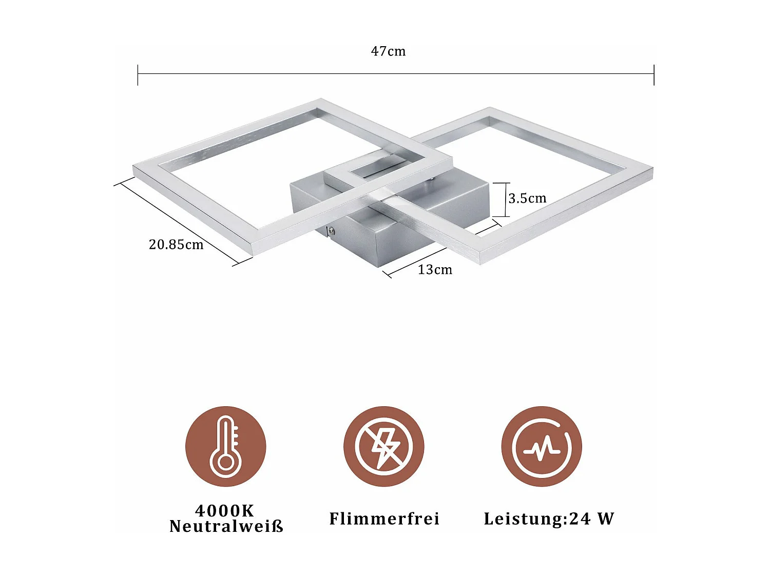 NETTLIFE Plafonnier LED Plafonnier Salon - Lampe De Cuisine Design Moderne 24w 3000k Lampe De Salon