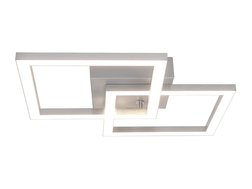 NETTLIFE Plafondlamp LED Zilver modern vierkant 4000K Neutraal wit Licht 2 Lichts geometrische Design Plafondverlichting 24W voor Woonkamer Slaapkamer Keuken Gang