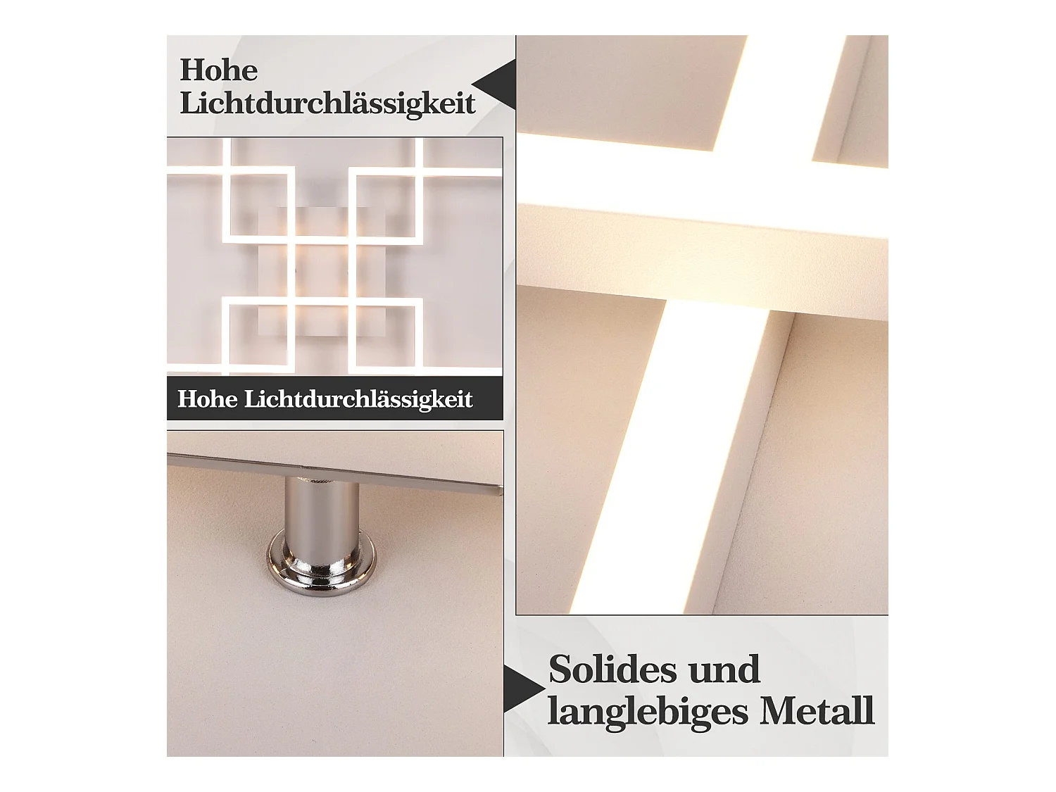 NETTLIFE Plafonnier LED pour salon, cuisine, blanc, intensité variable, avec télécommande, moderne, 3000K - 6500K, 48W