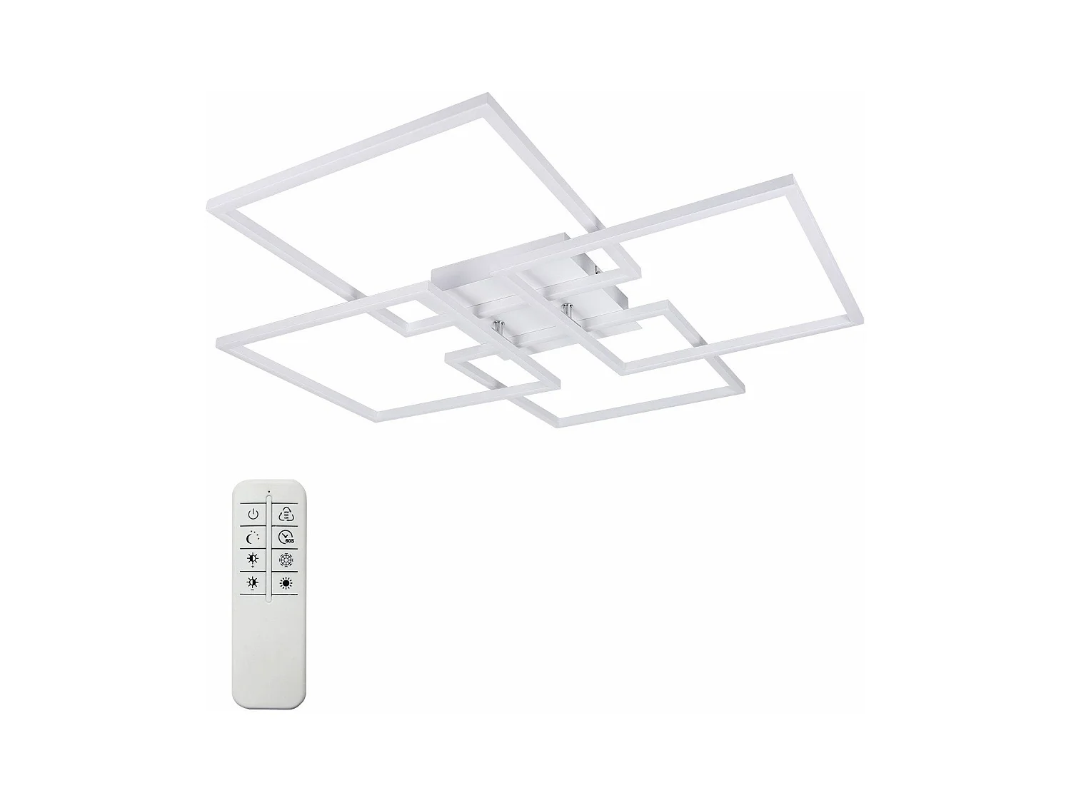NETTLIFE Plafonnier LED pour salon, cuisine, blanc, intensité variable, avec télécommande, moderne, 3000K - 6500K, 48W
