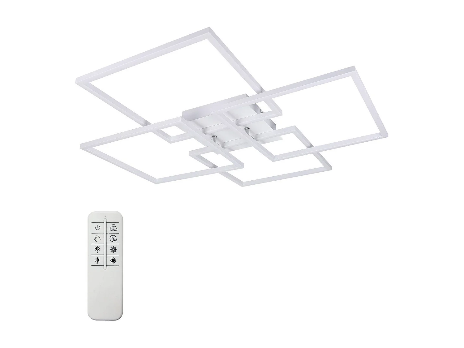 NETTLIFE Plafondlamp LED Vierkant 4 Lichts Wit 3000-6500K Dimbaar met afstandsbediening Modern Plafondlamp 72cm voor Woonkamer | Keuken | Slaapkamer 48W