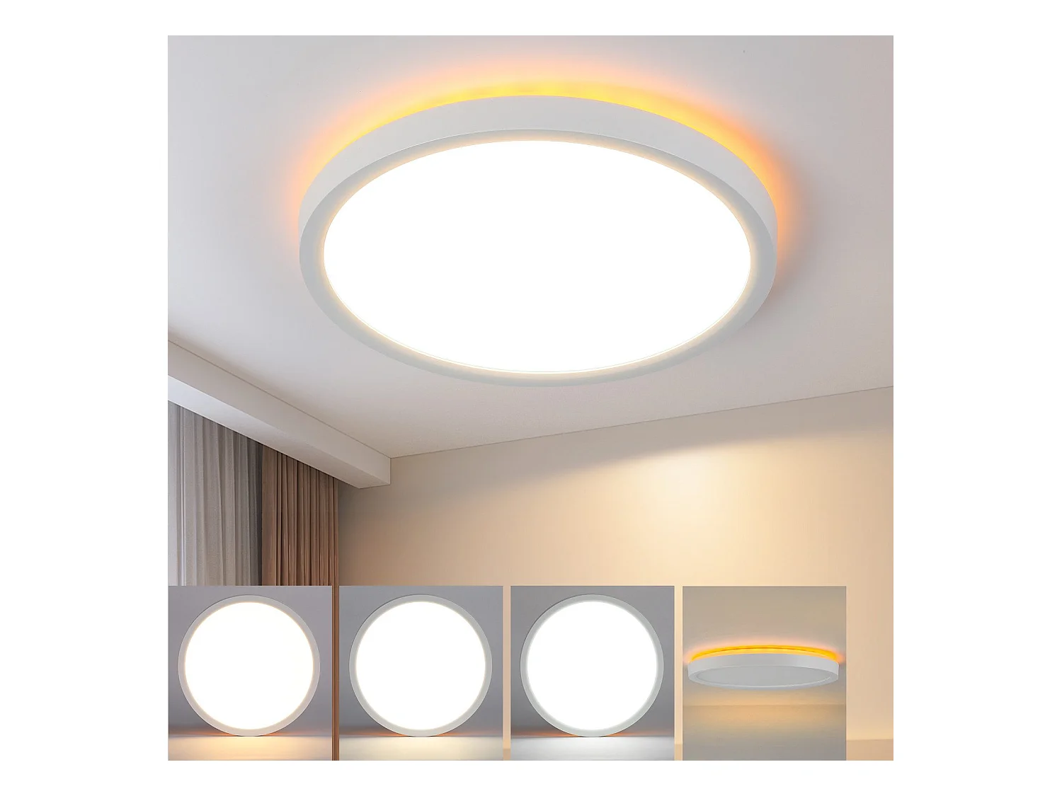 NETTLIFE Plafonnier LED  Plat 22cm 18w à Intensité Variable Pour Chambre Cuisine 3000k - 6500k