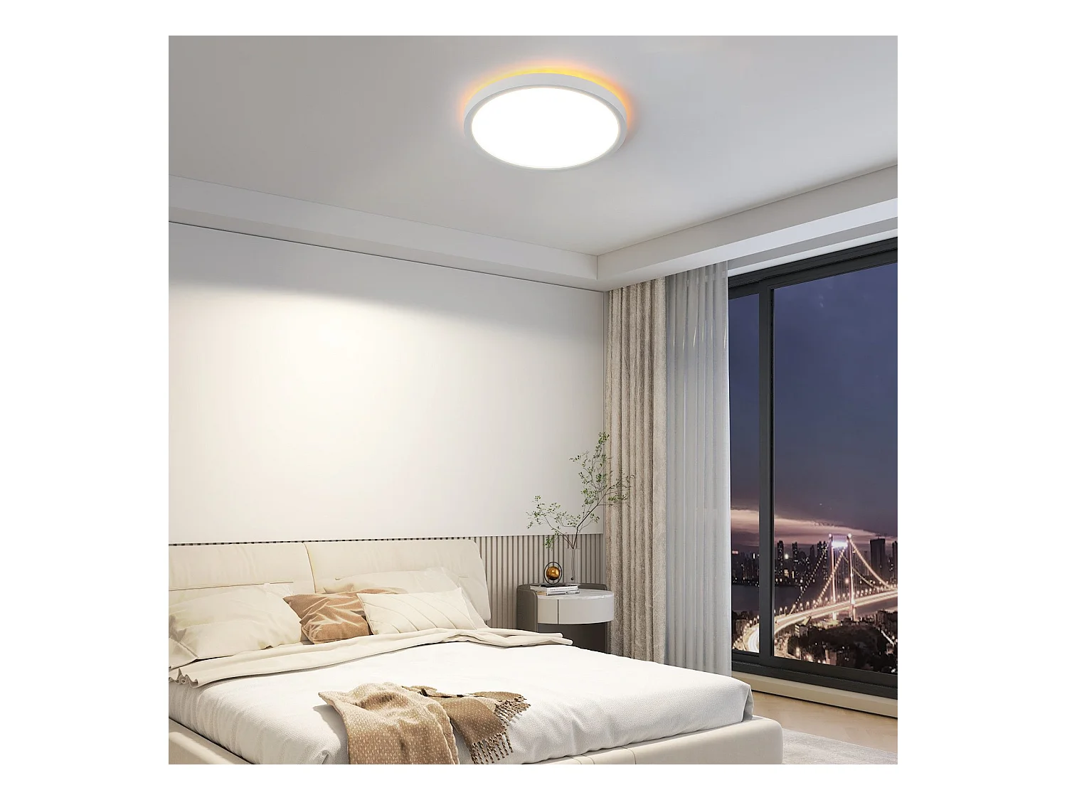 NETTLIFE Plafonnier LED  Plat 22cm 18w à Intensité Variable Pour Chambre Cuisine 3000k - 6500k