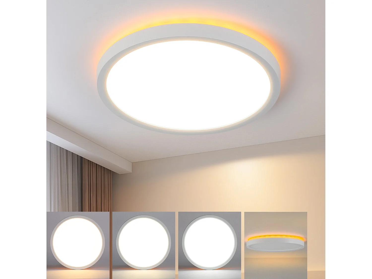 NETTLIFE Plafonnier LED  Plat 22cm 18w à Intensité Variable Pour Chambre Cuisine 3000k - 6500k