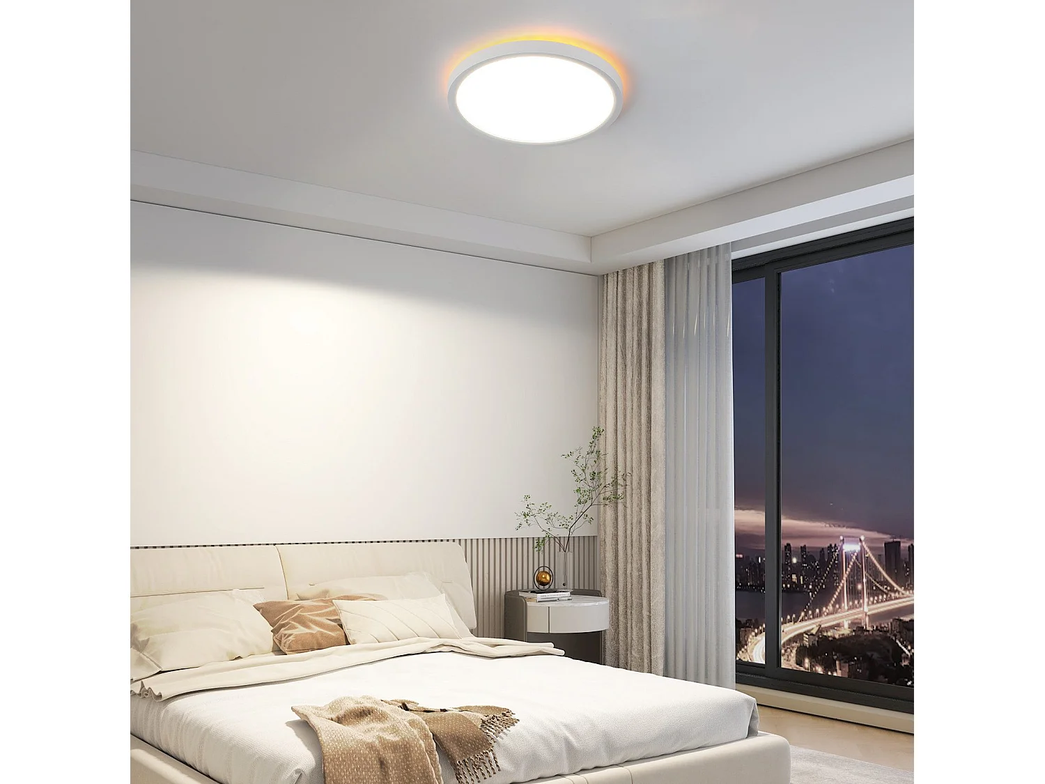 NETTLIFE Plafonnier LED  Plat 22cm 18w à Intensité Variable Pour Chambre Cuisine 3000k - 6500k