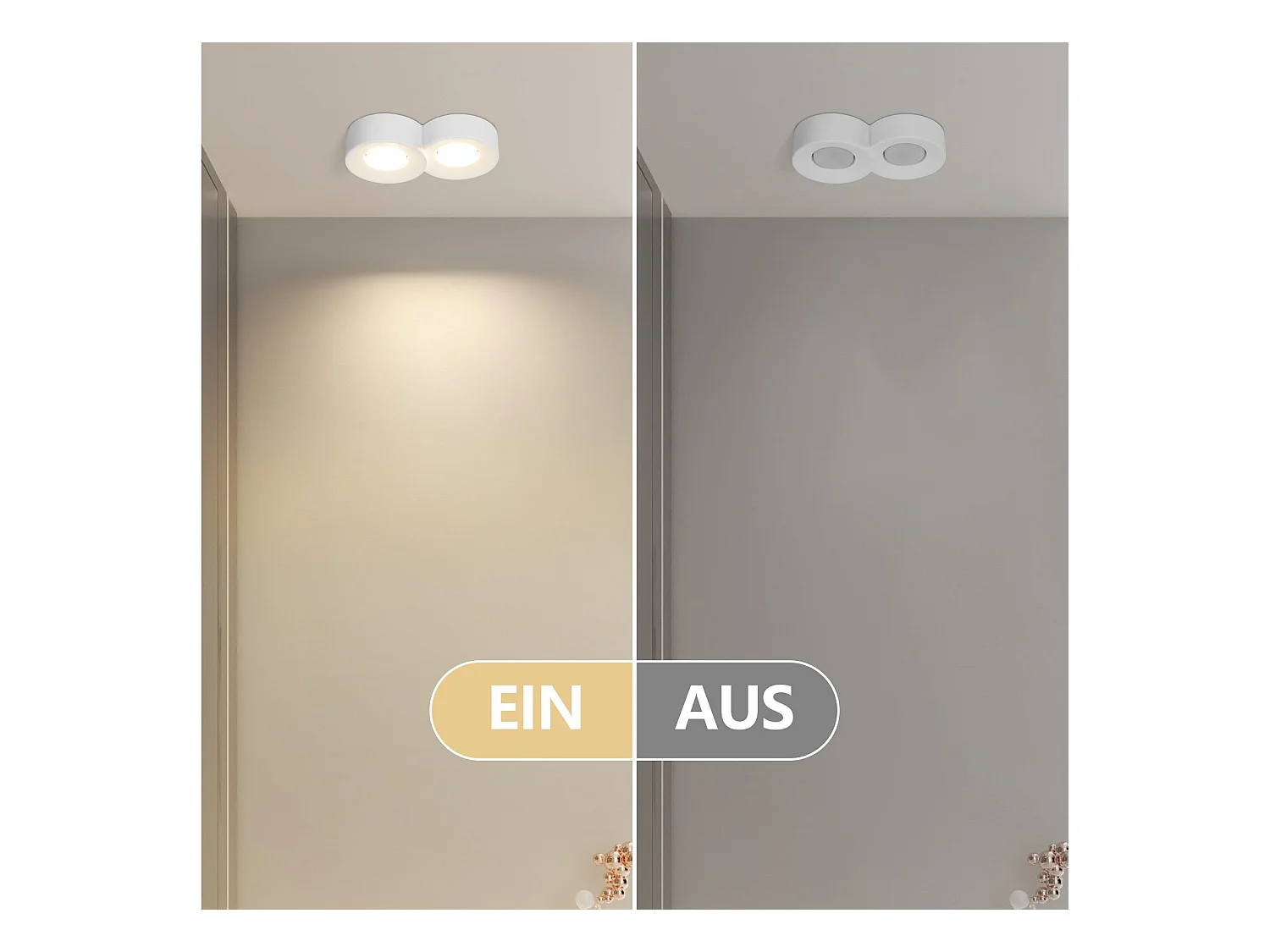 NETTLIFE Spot En Saillie Blanc Rond Couloir Plafonnier  Gx53 2 Flammes Plafonnier Moderne En  Max.10w