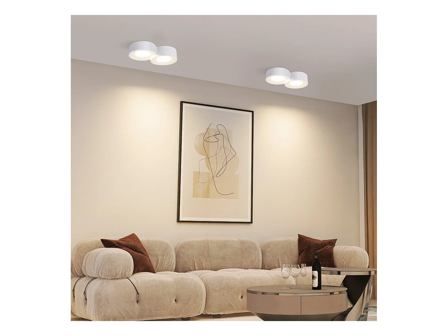 NETTLIFE Spot En Saillie Blanc Rond Couloir Plafonnier  Gx53 2 Flammes Plafonnier Moderne En  Max.10w