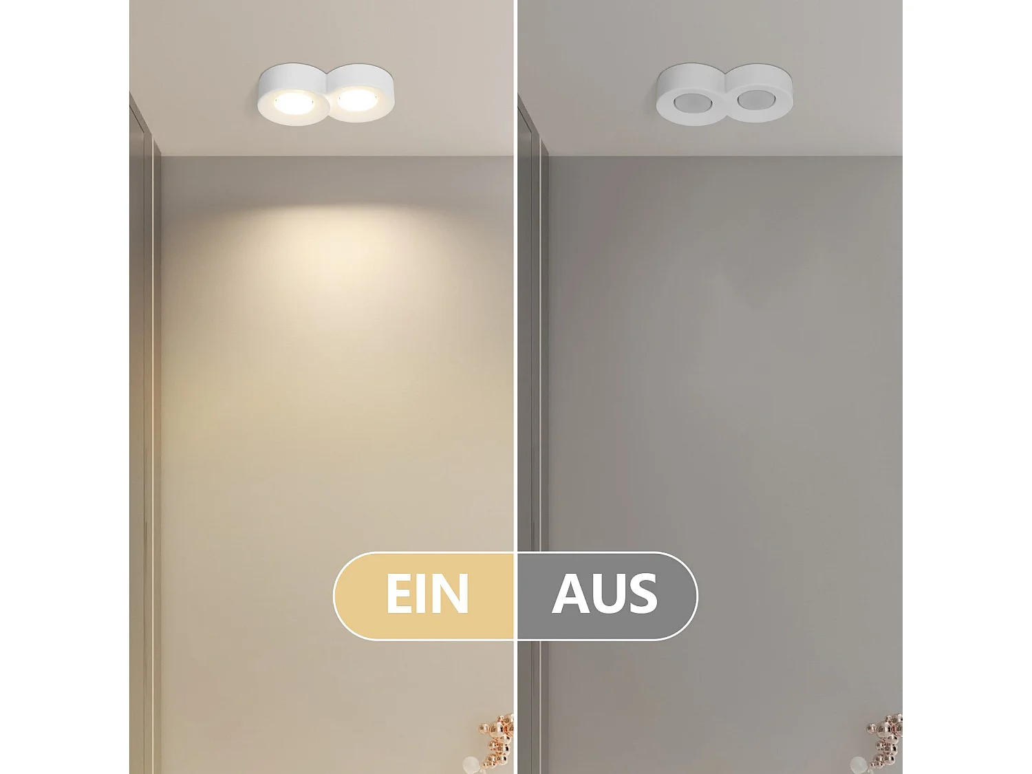 NETTLIFE Spot En Saillie Blanc Rond Couloir Plafonnier  Gx53 2 Flammes Plafonnier Moderne En  Max.10w