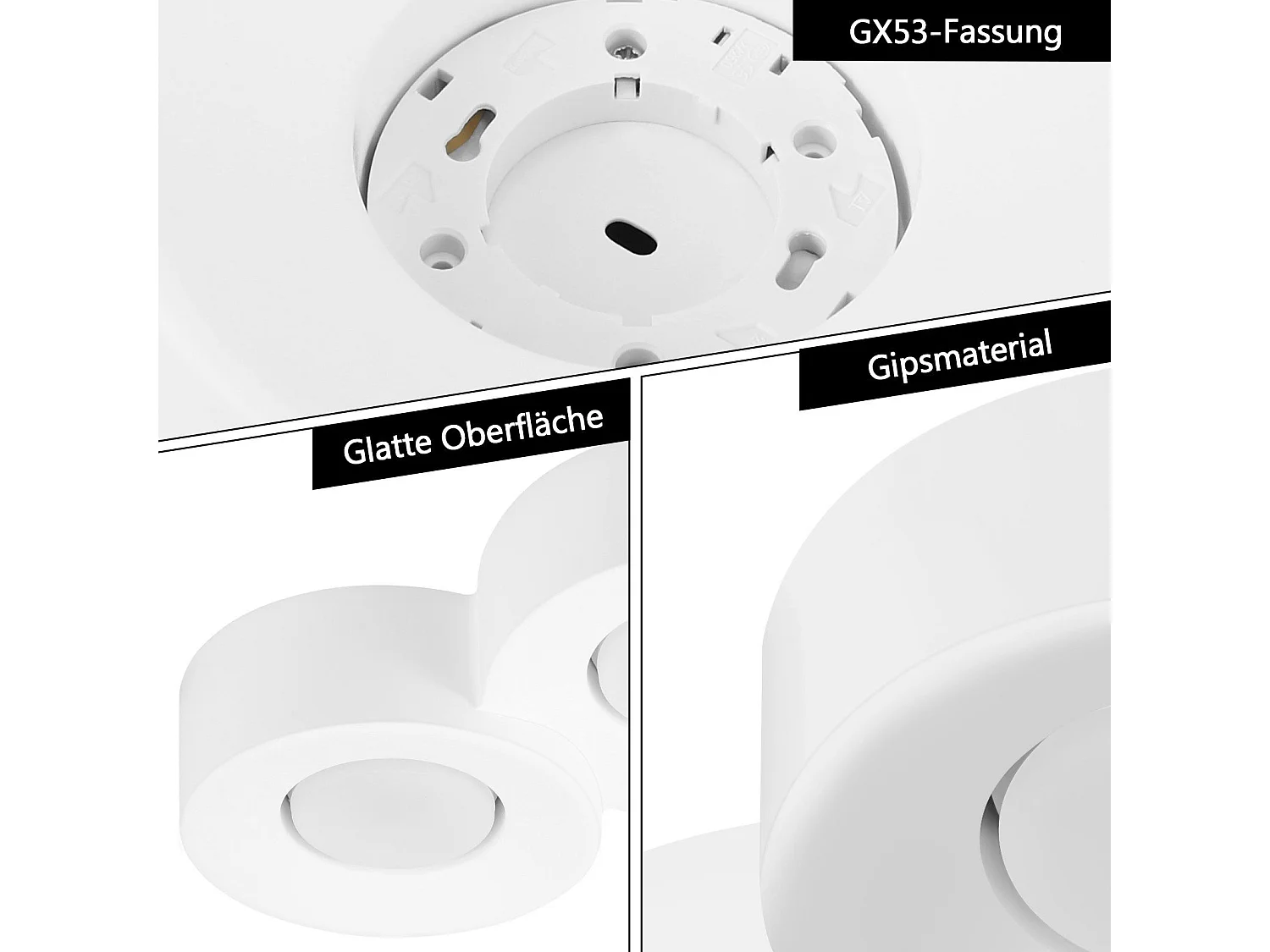 NETTLIFE Spot En Saillie Blanc Rond Couloir Plafonnier  Gx53 2 Flammes Plafonnier Moderne En  Max.10w