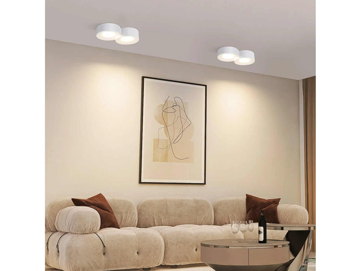 NETTLIFE Spot En Saillie Blanc Rond Couloir Plafonnier  Gx53 2 Flammes Plafonnier Moderne En  Max.10w