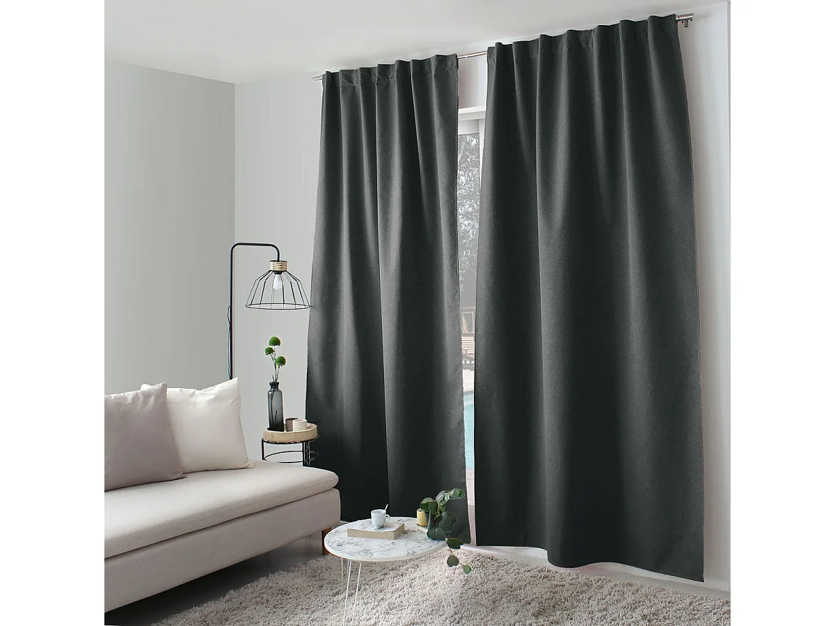 Rideau Occultant Opacité Maximale "Eclipse" 140x240cm Gris Foncé