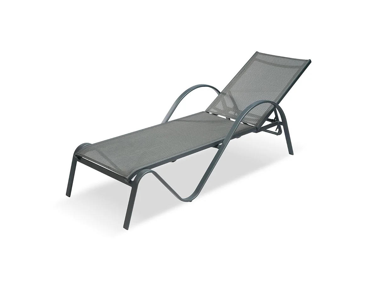 Bain de soleil gris en aluminium multipositions SUNSET