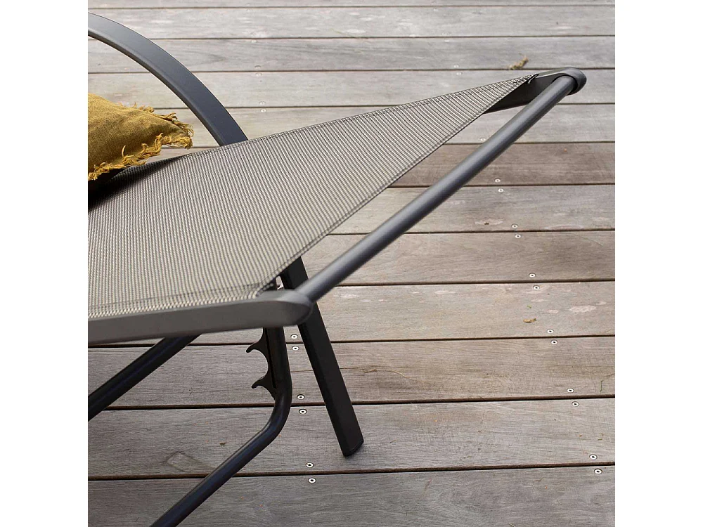 Bain de soleil gris en aluminium multipositions SUNSET