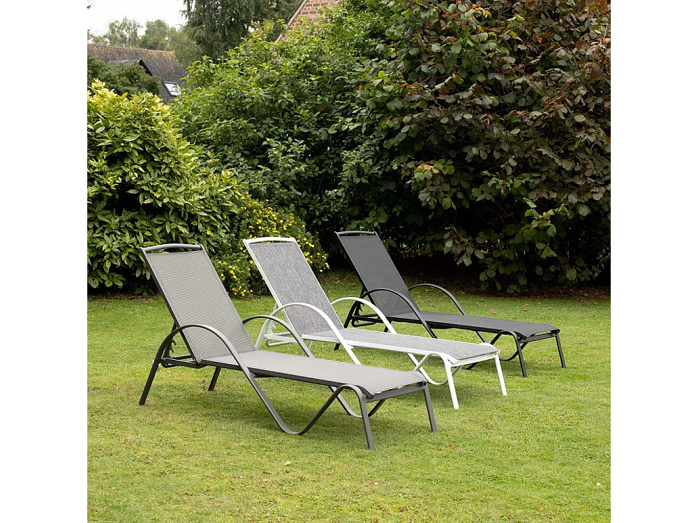 Bain de soleil gris en aluminium multipositions SUNSET