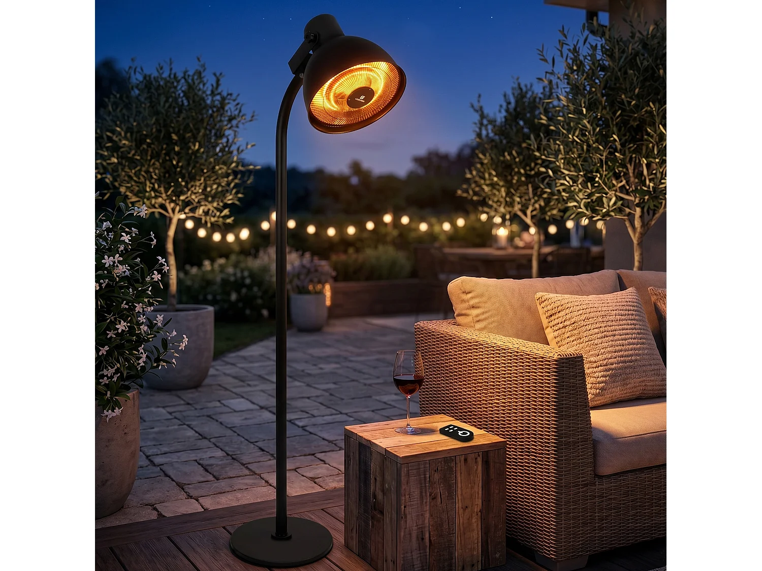 Chauffe terrasse électrique avec télécommande 2000W Noir LUMINA